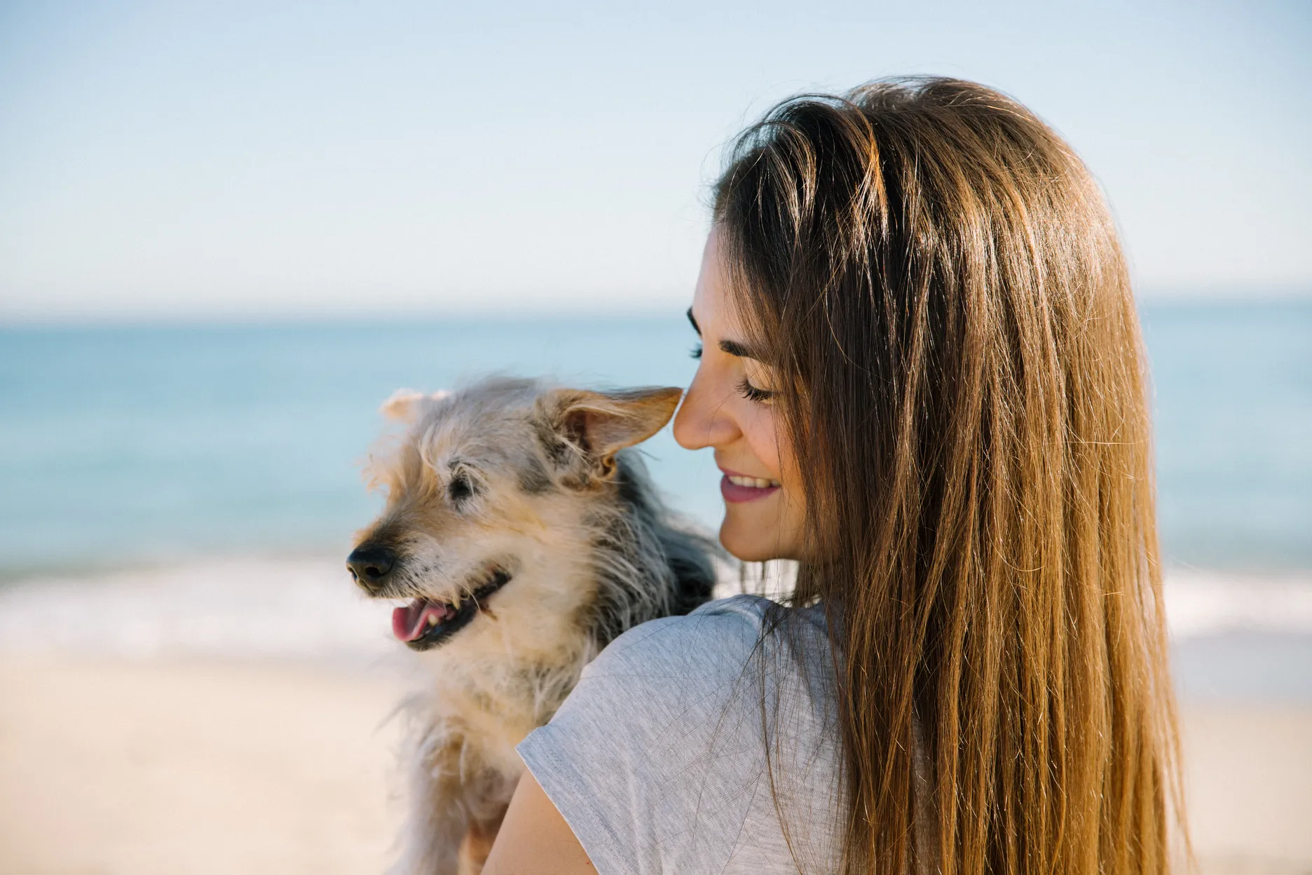 Chica con sus dos perros en la playa disfrutando de un buen momento - Foto 15