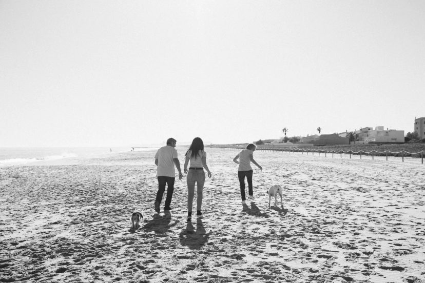 Chica con sus dos perros en la playa disfrutando de un buen momento - Foto 17